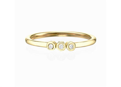 Gold Plated CZ Studded Ladies 3 Bezel Set Ring